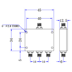 HS-1V3 Resistive Divider With SMAF (DC-6G)
